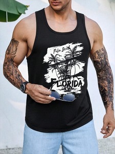 Formal Men's Tank Top with Embroidery 100% Cotton Summer Outdoor Sports Sleeveless Top - Product Image 3