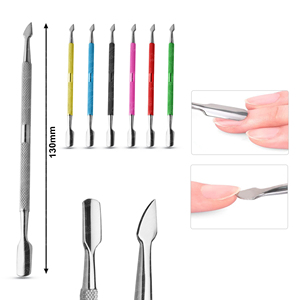 Prix usine Premium Durable En Acier Inoxydable Réutilisable Léger Double Usage Manucure Poussoir À Cuticules pour Usage Professionnel - Product Image 3