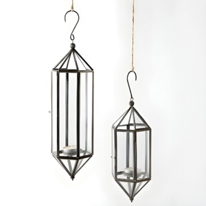 Bougeoirs en verre de style européen Lanternes Lampes suspendues décoratives pour la maison avec crochet en métal noir pour chauffe-plat et bougies - Product Image 4