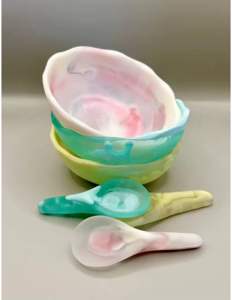 Bol à salade en résine époxy naturelle de haute qualité meilleure vente de vaisselle/vaisselle polie pour les fêtes très bien noté par les clients - Product Image 1