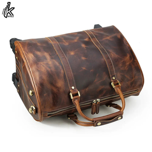 Maleta de viaje de cuero genuino marrón personalizada OEM, de lujo, para fin de semana, para hombre. - Product Image 4