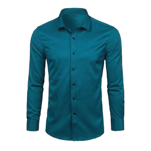 Camisa Casual de Manga Larga para Hombre, Corte Moderno, Suave y Transpirable, Teñido Liso, 100% Algodón Ecológico, Estilo Urbano, Comodidad Durante Todo el Día - Product Image 1