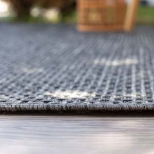 Outdoor Striped Reversible Polypropylene <b>Rug</b> <b>Dark</b> <b>Grey</b> 3610DG - Product Image 4