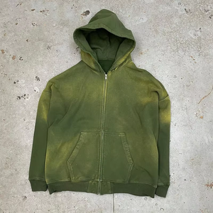 เสื้อฮู้ดผ้าฝ้าย100% ระบายอากาศได้ดีมีซิปเต็มตัวแบบวินเทจแอซิดแอซิดมีฮู้ดกำหนดได้เองเสื้อสเวตเชิ้ตใส่ได้ทั้งผู้หญิงและผู้ชาย - Product Image 2