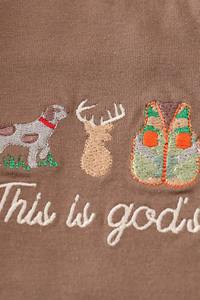 Ensemble short brodé marron God's Country pour enfants – Tenue décontractée élégante d'été avec haut à motif uni en Spandex/Coton confortable - Product Image 4