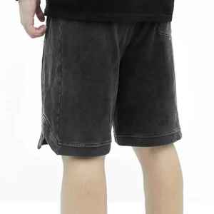 Shorts en molleton français 100% coton écologiques pour hommes, lavés à l'acide, vintage, unisexe, amples, respirants, shorts d'été 260Gsm personnalisés - Product Image 5