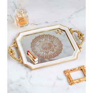 Bandejas redondas de lujo para servir, diseño clásico, bandeja de comida y desayuno con Hotel, boda, restaurante, hogar, uso recubierto de plata y oro - Product Image 2