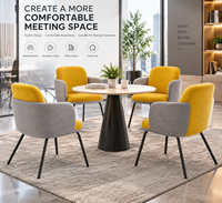 Fauteuil minimaliste en tissu rembourré avec accoudoirs intégrés, chaise à quatre pieds à hauteur fixe pour chambre d'hôtel, café, coin lecture