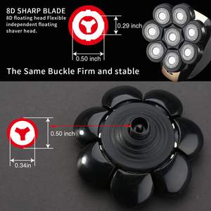 Cabezales de Repuesto para Afeitadora Eléctrica Flotante de 8 Cuchillas, Universales, Negros, con Triple Cuchilla y Función Lavable para Afeitadora Rotatoria Facial - Product Image 5