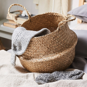 Seagrass <b>Basket</b> Handwoven <b>Basket</b> With <b>Handles</b> Storage Solution Handicraft Oem/Odm Made in Vietnam Manufacturer - Product Image 2
