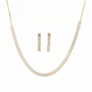 Juego de collar delicado de diamantes americanos de estilo delicado de brillo de larga duración con chapado en oro 417284 - Product Image 1
