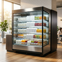 Réfrigérateur vitrine ouvert à économie d'énergie, congélateur ouvert avec vitrine réfrigérée commerciale