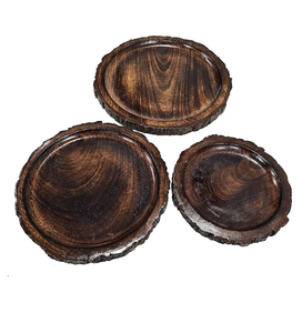 สแน็คสเต็กไม้ไผ่สำหรับเด็กพิซซ่าไม้อะคาเซียสำหรับมื้อค่ำที่ให้บริการที่ชาร์จจานไม้สำหรับอาหารดีไซน์คลาสสิก - Product Image 6