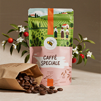 Sachet biodégradable refermable avec valve, pochette autoportante mate pour café