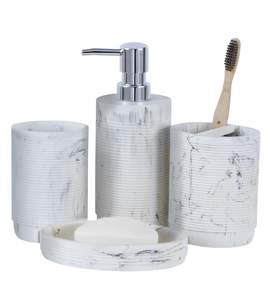 Top Trending White Resin Bathroom Accessories Handcrafted <b>Bath</b> and Soap <b>Set</b> Available in Bulk - Product Image 3