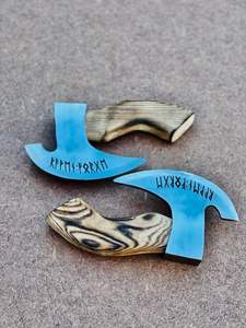 Wholesale Customization New Damascus Blade Pizza Cutter with <b>Viking</b> <b>Axe</b> Design Leather Sheath for Kitchen Use Chef Knife Set - Product Image 3