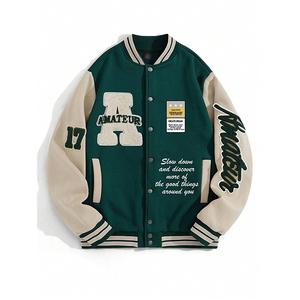 Custom Chenille Embroidery Patch Wool <b>Leather</b> Baseball <b>Jackets</b> Street Style College Bomber <b>Jacket</b> varsity <b>jacket</b> For wholesale - Product Image 1