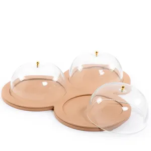 Vente en gros de chauffe-plats ronds faits à la main en cuir et verre, dôme de service parfait pour le restaurant et le dessert de mariage - Product Image 2