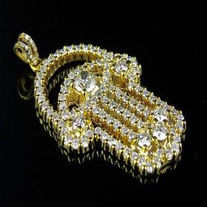 Nouveauté personnalisé Hamsa main VVS Moissanite diamant pendentif à breloque en argent 925 cadeau de noël et bijoux de fête - Product Image 1