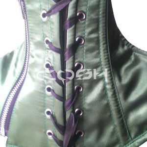 Green <b>Satin</b> <b>Bondage</b> Neck Corset - Product Image 4