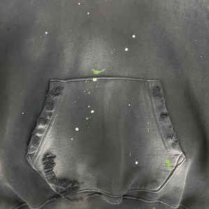 Sudadera con capucha desgastada de gran tamaño para hombre, ropa de calle personalizada, estilo Vintage lavado con ácido con diseño bordado, moda de invierno - Product Image 6