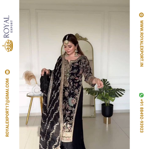 Nueva ropa tradicional india Faux Georgette con colección de trajes Sharara de trabajo de secuencia pesada - Product Image 2