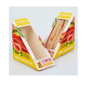 식품 사용 OEM 맞춤형 아트 종이 UV 코팅 안전 좋은 포장 재활용 재료 샌드위치 상자 일회용