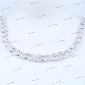 Collier chaîne à maillons en zigzag en moissanite de luxe, serti de diamants, en argent sterling 925, coupe brillante, parfait pour les occasions unisexes - Product Image 2
