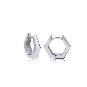 Elegant Geometric <b>Hoop</b> <b>Earrings</b> <b>Silver</b> Everyday Jewelry Handmade Turkish Wholesale 925 <b>Sterling</b> <b>Silver</b> Jewellery - Product Image 2