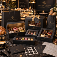 Ensemble d'emballages de boulangerie personnalisés AT PACK avec boîte cadeau imprimée avec logo, sac en papier et emballage pour desserts pour les cafés et les salons de thé