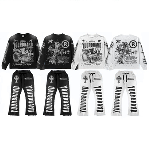 Trajes de chándal de gran tamaño con lavado ácido Unisex personalizados Dtg nuevos trajes de chándal para correr para hombres y mujeres al por mayor trajes de chándal con lavado de piedra - Product Image 5