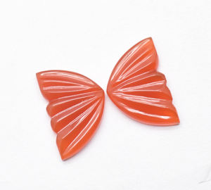 22X14 MM Natural Rojo Onyx Mariposa Tallas Pares Mano 16,25 CTS Tallado Ágata Roja Piedra Preciosa Para Fabricación de Joyas - Product Image 5