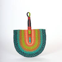Éventails muraux innovants en forme de jonc de mer Éventail africain naturel écologique en paille colorée avec impression de nom de marque personnalisée