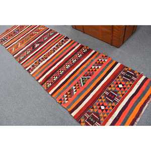 Alfombra Turca Vintage de 2.9x10.1 pies, Alfombra Roja con Diseño de Patchwork - Product Image 4