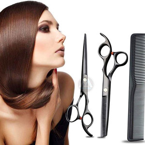 ชุดกรรไกรตัดผมแบบมืออาชีพชุดกรรไกรตัดผมและกรรไกรซอยผมสแตนเลสพร้อมตัวแทรกสีดำโดย maqnsco - Product Image 1