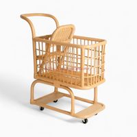 Poussette en rotin de style vintage pour la crèche et le rangement des jouets, de 6 mois à 3 ans, non pliable