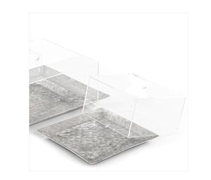 Lot de 2 plateaux à chocolat carrés en métal et acrylique pour ustensiles de cuisine de restaurant - Product Image 2