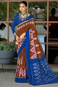 Sarees de Algodón Estampados de Diseño, Tela Ligera y Transpirable, Estampados Artísticos Modernos para Verano, Invierno, Uso Casual y de Fiesta, de Secado Rápido - Product Image 4