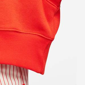 Relaxed Fit Ribbed Crewneck 70% Cotton 30% Recycled Polyester Fleece Ribbed Cuffs and Hem Bright <b>Orange</b> Crop Sweatshirt - Product Image 5
