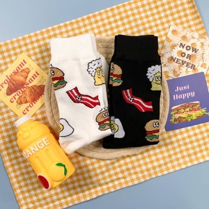 Funny Cartoon Food Crew <b>Socks</b> with Burger Beer Egg Design Knitted Cotton Custom Logo for <b>Women</b> Gift or Daily Use Wholesale - Product Image 3