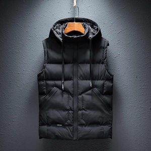 2025 hommes mode chaude hiver coupe-vent à capuche veste sans manches solide gilet avec poches décontractées grande taille imperméable gilet - Product Image 4