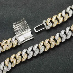 Cadena Cubana Miami de Latón con Zirconia en Forma de T de 20mm, Oro Rosa, Joyería Hip Hop, Regalo de Boda para Hombres, 18-24 Pulgadas, Venta al por Mayor B2B - Product Image 5