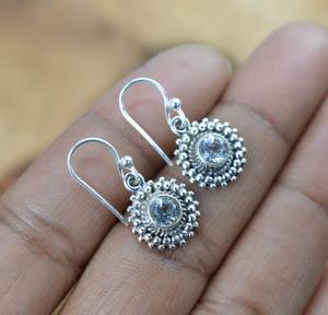 Boho Style 925 argent Sterling bleu topaze pierres précieuses boucles d'oreilles bijoux à la main boucles d'oreilles en argent bijoux pour femmes cadeau de mariage pour - Product Image 5