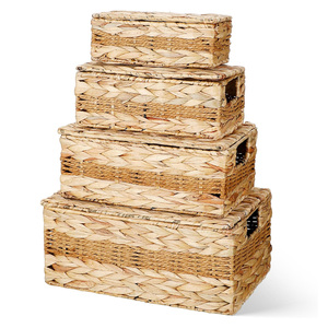 Boîte en jacinthe d'eau, conteneur de rangement, accessoire, conteneurs tressés à la main, boîtes à bas prix - Product Image 6