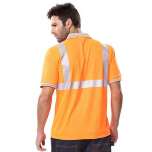 Polo DE SEGURIDAD Hi Viz Ropa reflectante de secado rápido de alta visibilidad con cinta reflectante de trabajo nocturno Logotipo personalizable - Product Image 3