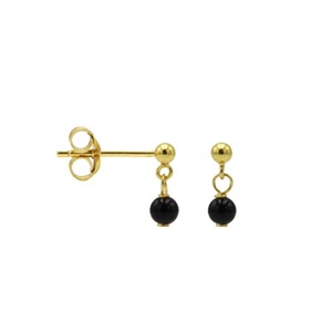 Boucles d'oreilles élégantes en argent sterling 925 plaqué or 14 carats avec sertissage de pierres précieuses Onyx Boucles d'oreilles perle pierre principale - Product Image 1