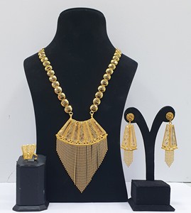 Venta directa de fábrica Elegante collar de Latón chapado en oro de dos gramos Conjunto de pulsera Diseño clásico Bodas Fiestas Incluye plata - Product Image 1