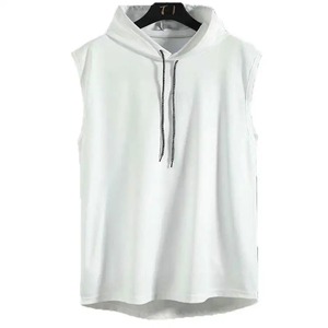 เสื้อมีฮู้ดแขนกุดสำหรับผู้ชายเสื้อมีฮู้ดเข้ารูปกล้ามเนื้อฟิตฟิตฟิตเสื้อผ้าลำลองระบายอากาศสีตามสั่ง - Product Image 4