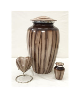 Vente en gros Urnes funéraires en aluminium marron avec rayures rose foncé pour adultes avec sac en velours gratuit L MAX B EXPORTS - Product Image 1