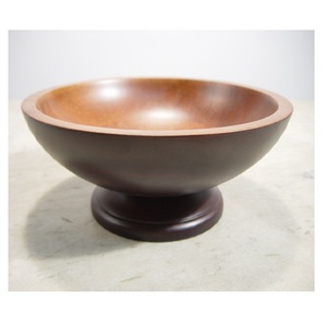 Bol de service en bois 2 tons à texture lisse, parfait pour la décoration de cuisine. - Product Image 1